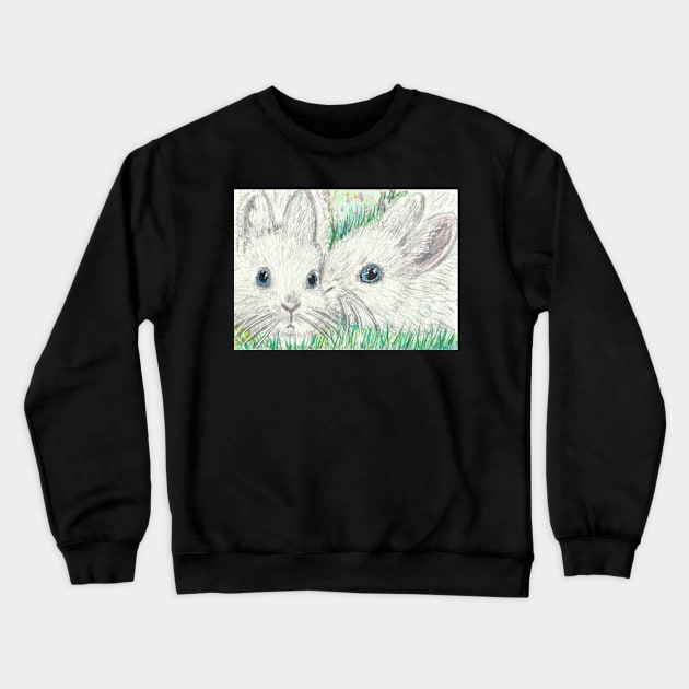 white bunnies Crewneck Sweatshirt by SamsArtworks